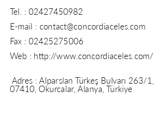 Concordia Celes Otel iletiim bilgileri